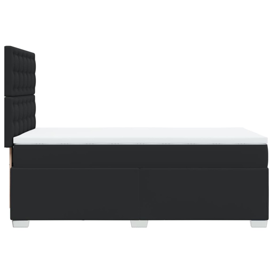 Cama box spring con colchón cuero sintético negro 100x200