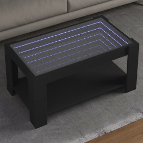 Mesa de centro con LED madera de ingeniería negro 93x53x45