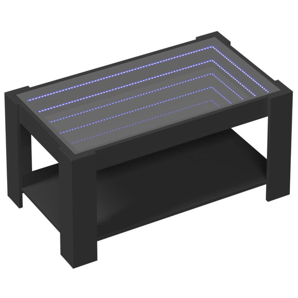 Mesa de centro con LED madera de ingeniería negro 93x53x45