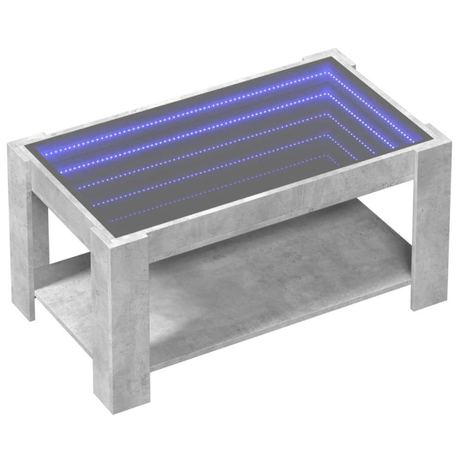Mesa de centro y LED madera ingeniería gris hormigón