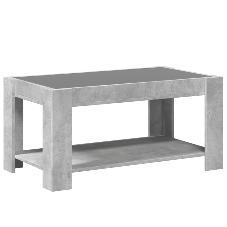 Mesa de centro y LED madera ingeniería gris hormigón