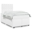 Cama box spring con colchón cuero sintético blanco 120x200 cm