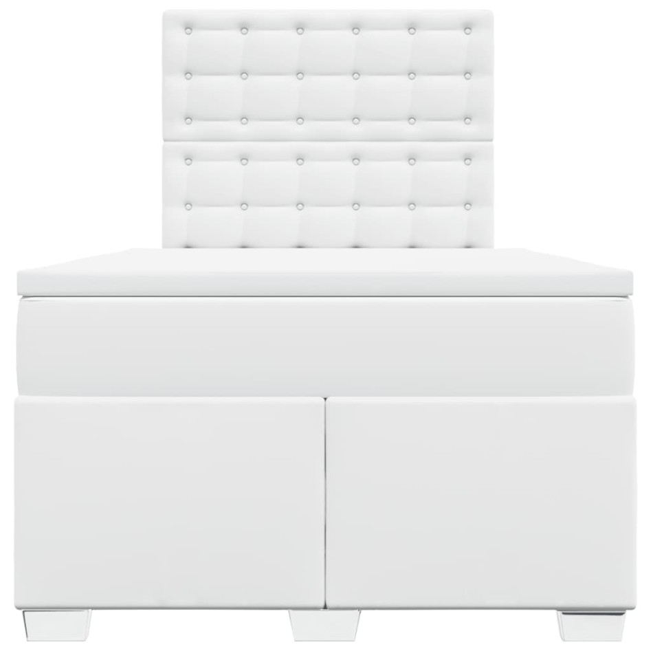 Cama box spring con colchón cuero sintético blanco 120x200