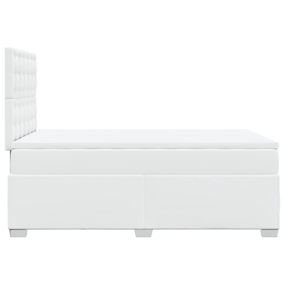 Cama box spring con colchón cuero sintético blanco 120x200