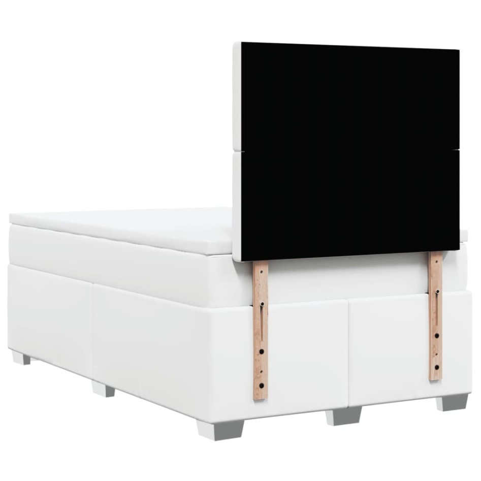 Cama box spring con colchón cuero sintético blanco 120x200