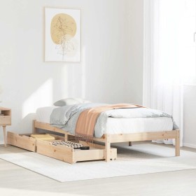 Estructura de cama sin colchón madera maciza de pino 90x190