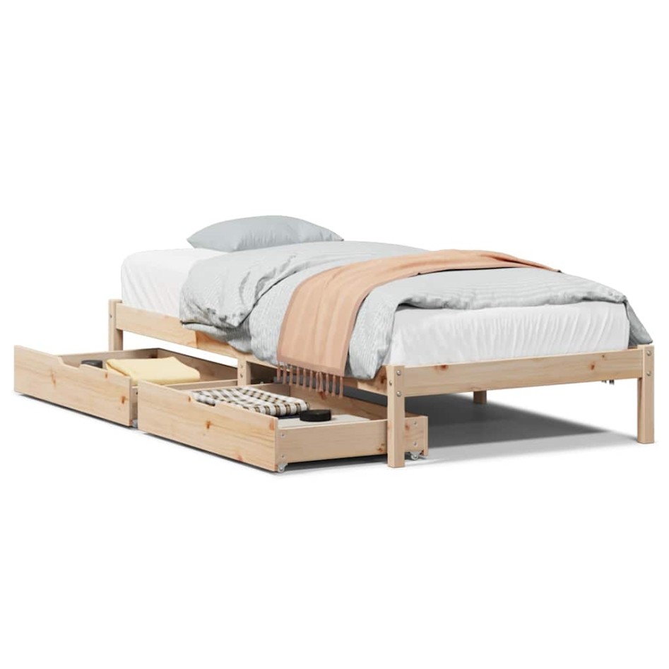 Estructura de cama sin colchón madera maciza de pino 90x190