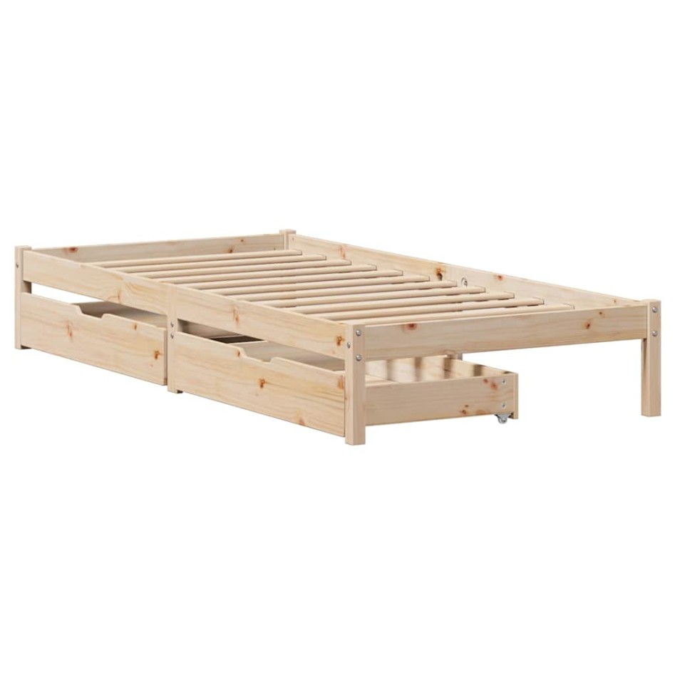 Estructura de cama sin colchón madera maciza de pino 90x190