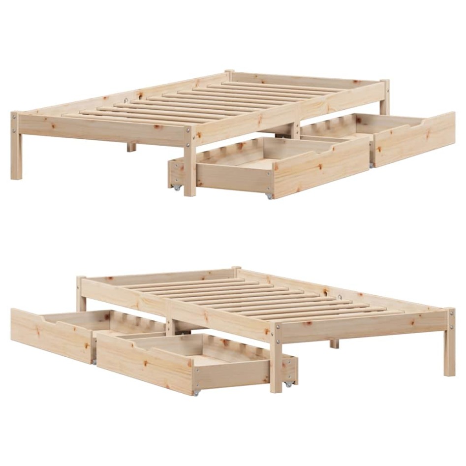 Estructura de cama sin colchón madera maciza de pino 90x190
