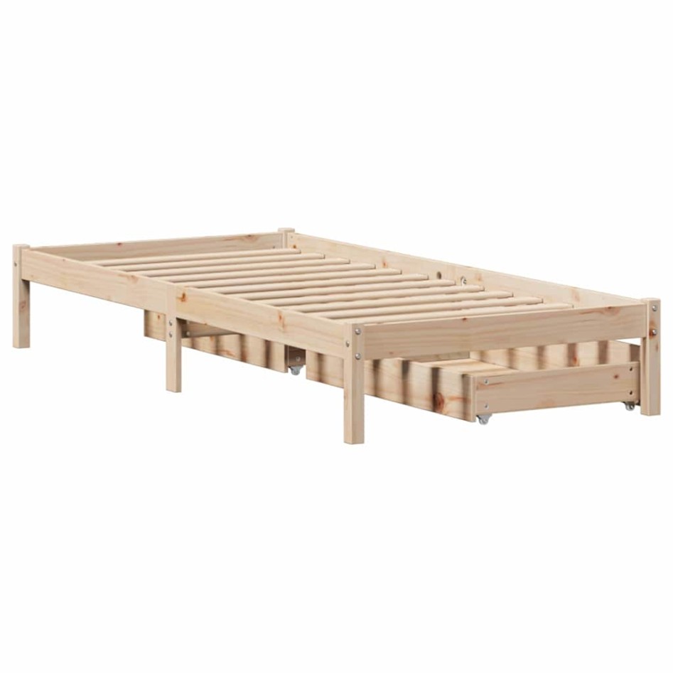 Estructura de cama sin colchón madera maciza pino 75x190
