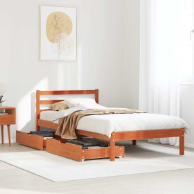 Estructura de cama sin colchón madera maciza marrón 75x190