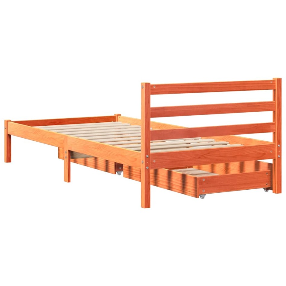 Estructura de cama sin colchón madera maciza marrón 75x190