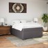 Cama box spring con colchón cuero sintético gris 140x190
