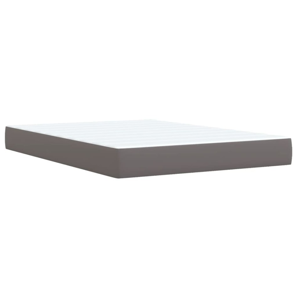 Cama box spring con colchón cuero sintético gris 140x190