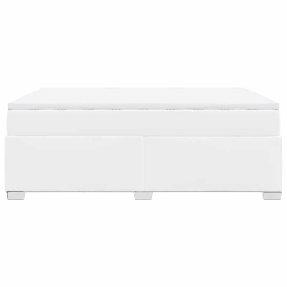 Cama box spring con colchón cuero sintético blanco 160x200