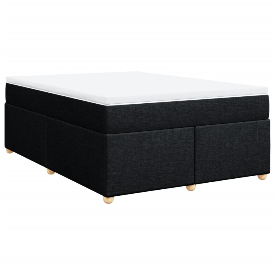 Cama box spring con colchón tela negro 140x190