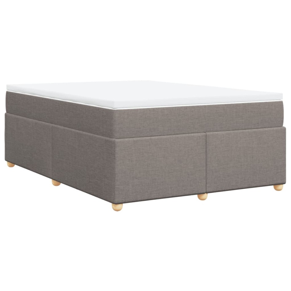 Cama box spring con colchón tela gris taupe 140x190