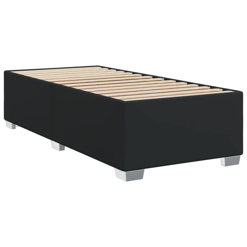 Cama box spring con colchón cuero sintético negro 90x190
