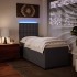 Cama box spring con colchón cuero sintético gris 90x200