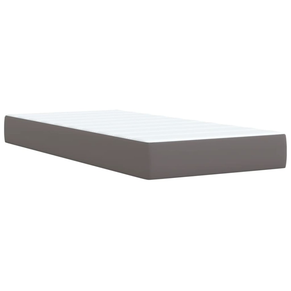 Cama box spring con colchón cuero sintético gris 90x200