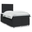 Cama box spring con colchón cuero sintético negro 120x190 cm