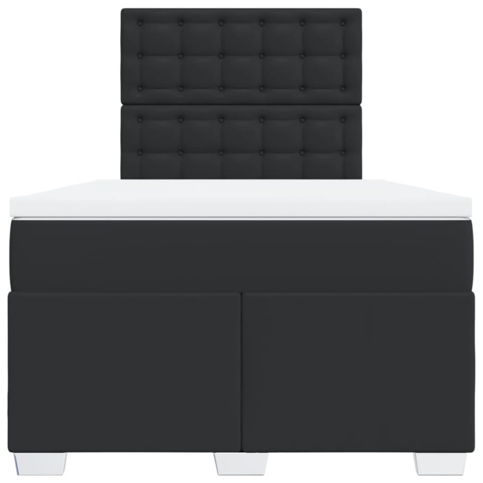 Cama box spring con colchón cuero sintético negro 120x190