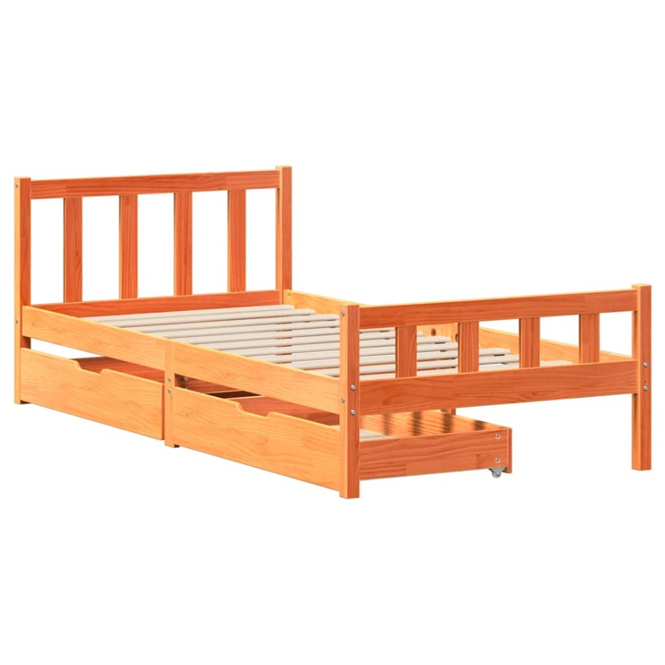 Estructura de cama sin colchón madera maciza marrón 90x190