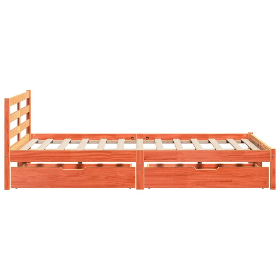 Estructura de cama sin colchón madera maciza marrón 120x190
