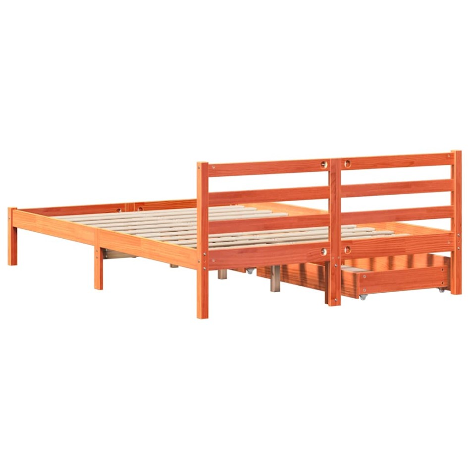 Estructura de cama sin colchón madera maciza marrón 120x190
