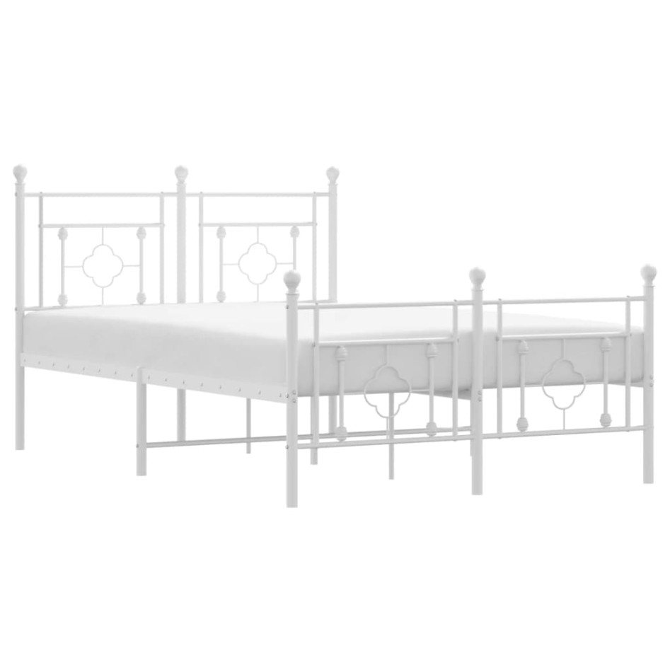 Estructura cama metal con cabecero y estribo blanco 120x200