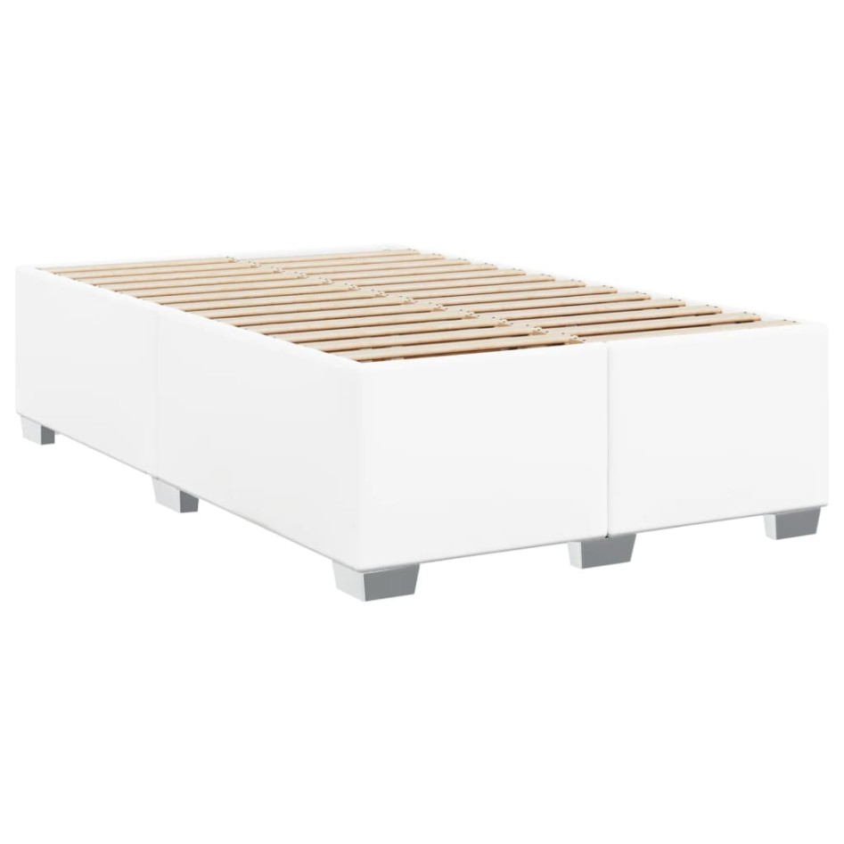 Estructura de cama sin colchón cuero sintético blanco