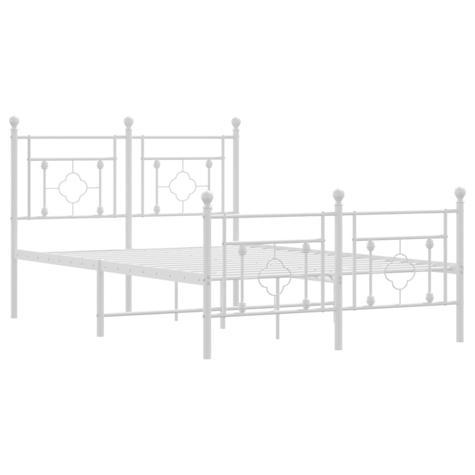 Estructura cama metal con cabecero y estribo blanco 120x200