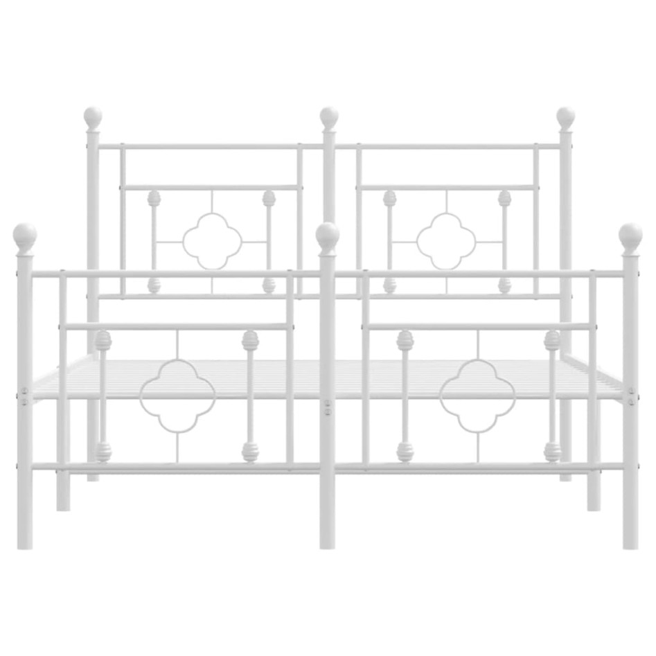 Estructura cama metal con cabecero y estribo blanco 120x200