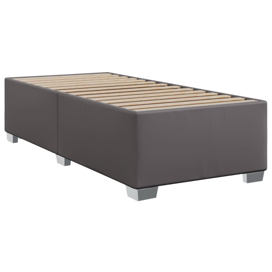 Cama box spring con colchón cuero sintético gris 90x190