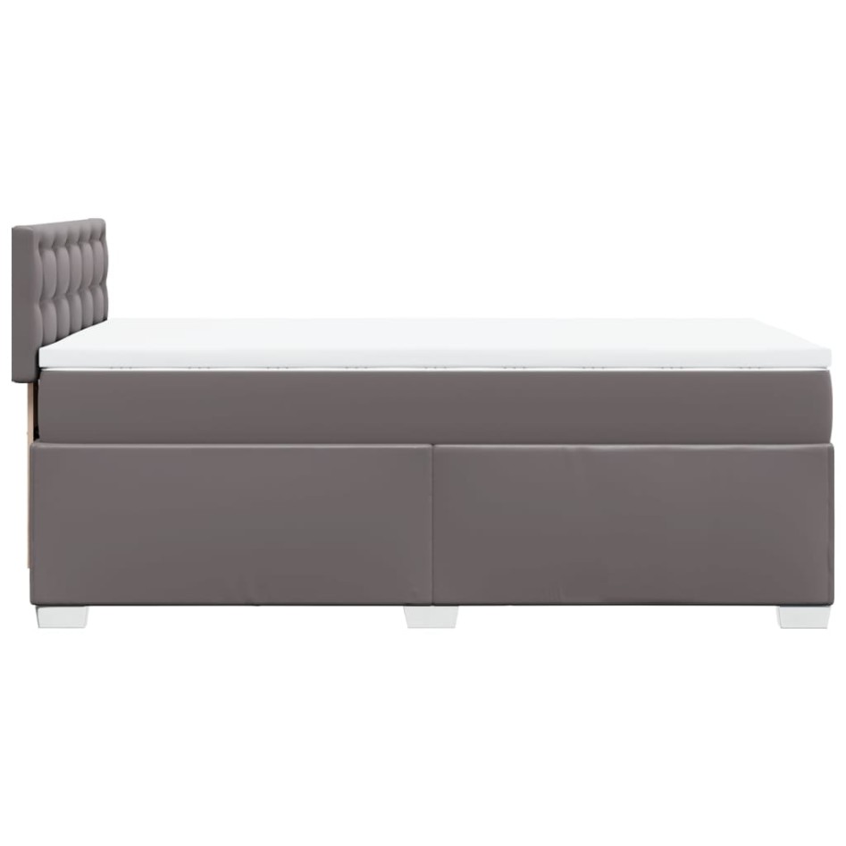 Cama box spring con colchón cuero sintético gris 90x190