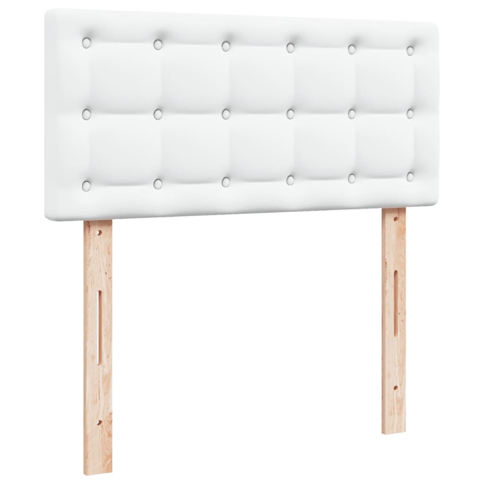 Cama box spring con colchón cuero sintético blanco 100x200
