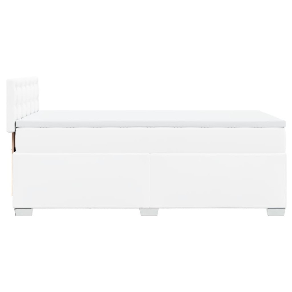 Cama box spring con colchón cuero sintético blanco 100x200