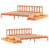 Cama sin colchón madera maciza de pino marrón cera 200x200