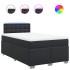 Cama box spring con colchón cuero sintético negro 120x200