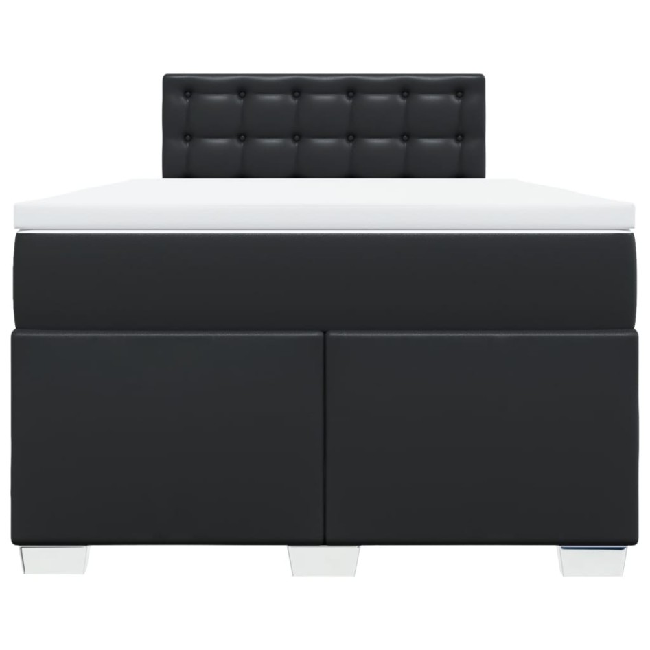 Cama box spring con colchón cuero sintético negro 120x200