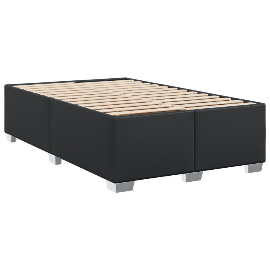 Cama box spring con colchón cuero sintético negro 120x200