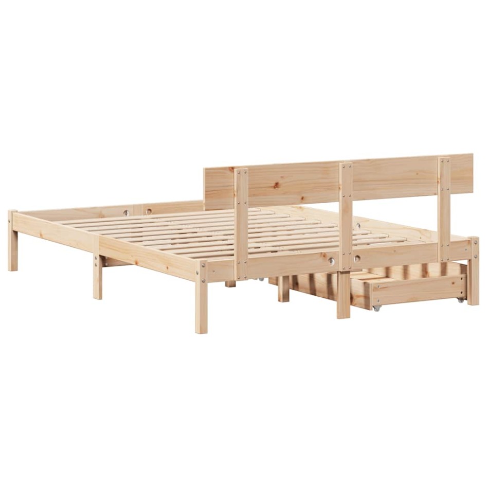 Estructura de cama sin colchón madera maciza de pino 140x190