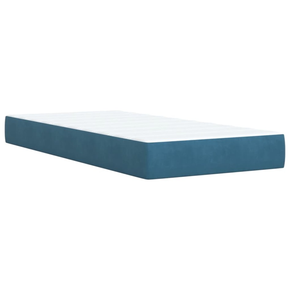 Cama box spring con colchón terciopelo azul oscuro 80x200