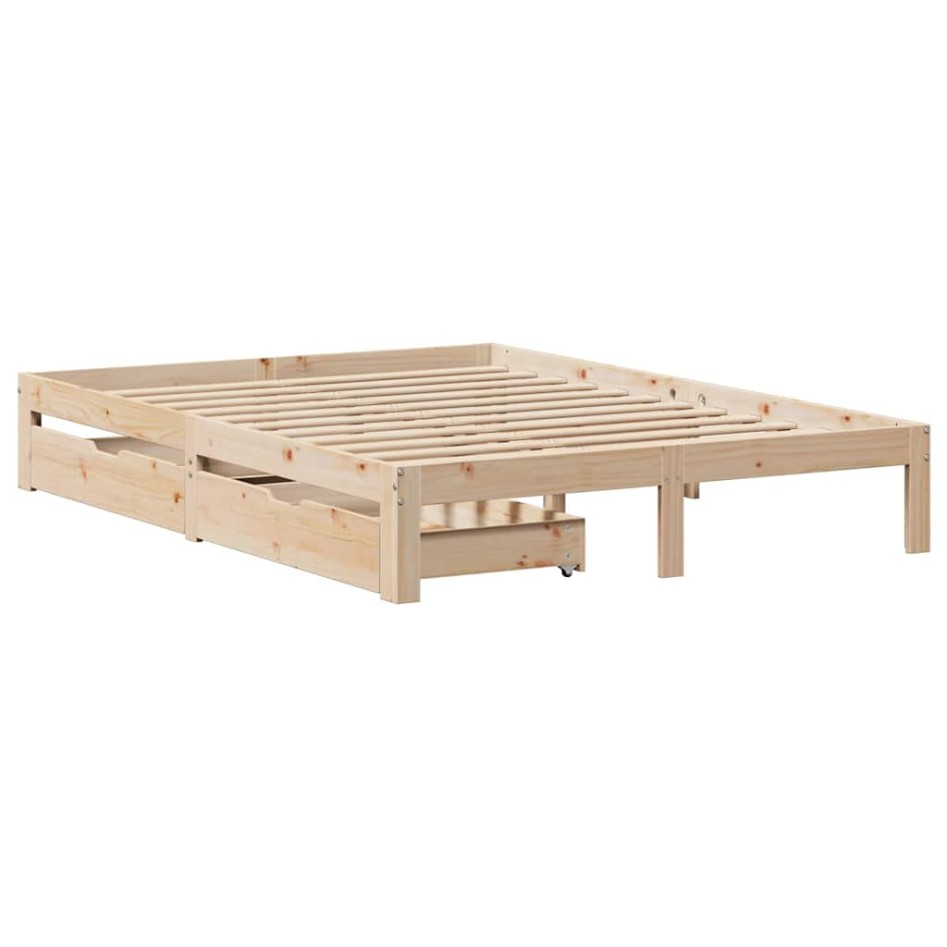 Estructura de cama con cajones madera maciza de pino 160x200