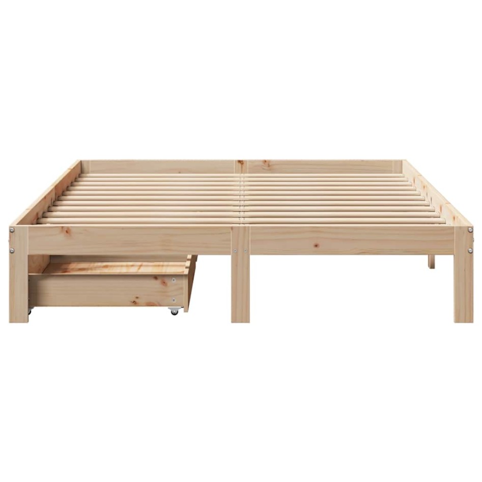 Estructura de cama con cajones madera maciza de pino 160x200
