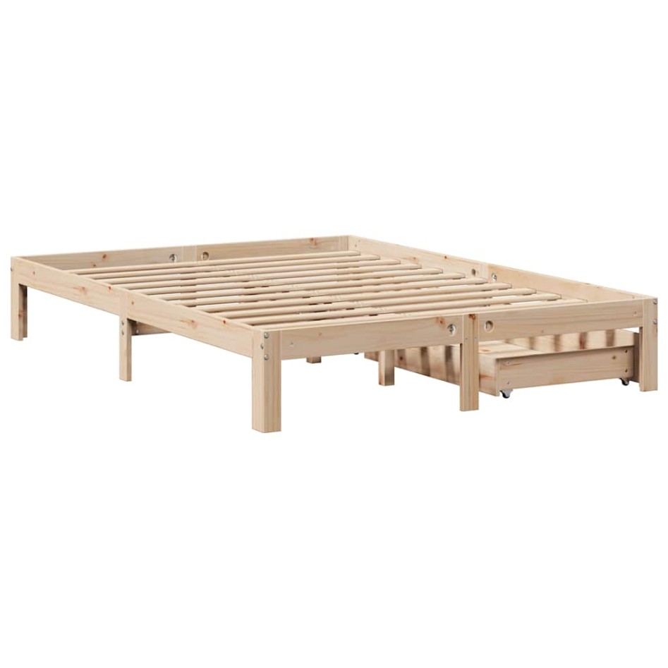 Estructura de cama con cajones madera maciza de pino 120x200