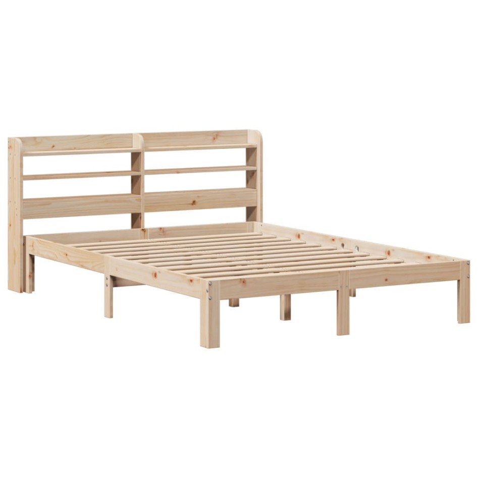 Estructura de cama con cabecero madera maciza pino 140x200