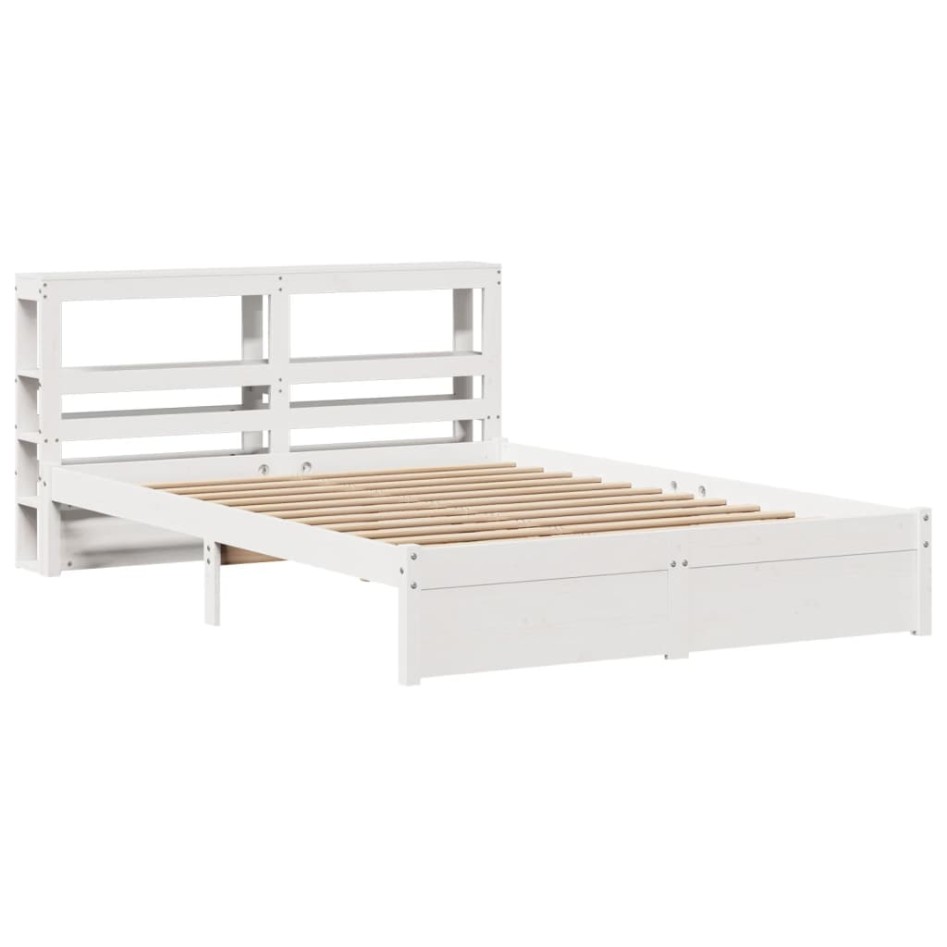 Estructura de cama con cabecero sin colchón blanco 140x190