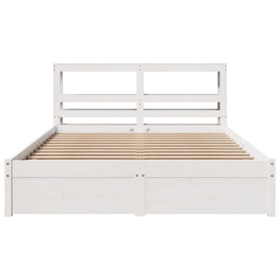 Estructura de cama con cabecero sin colchón blanco 140x190