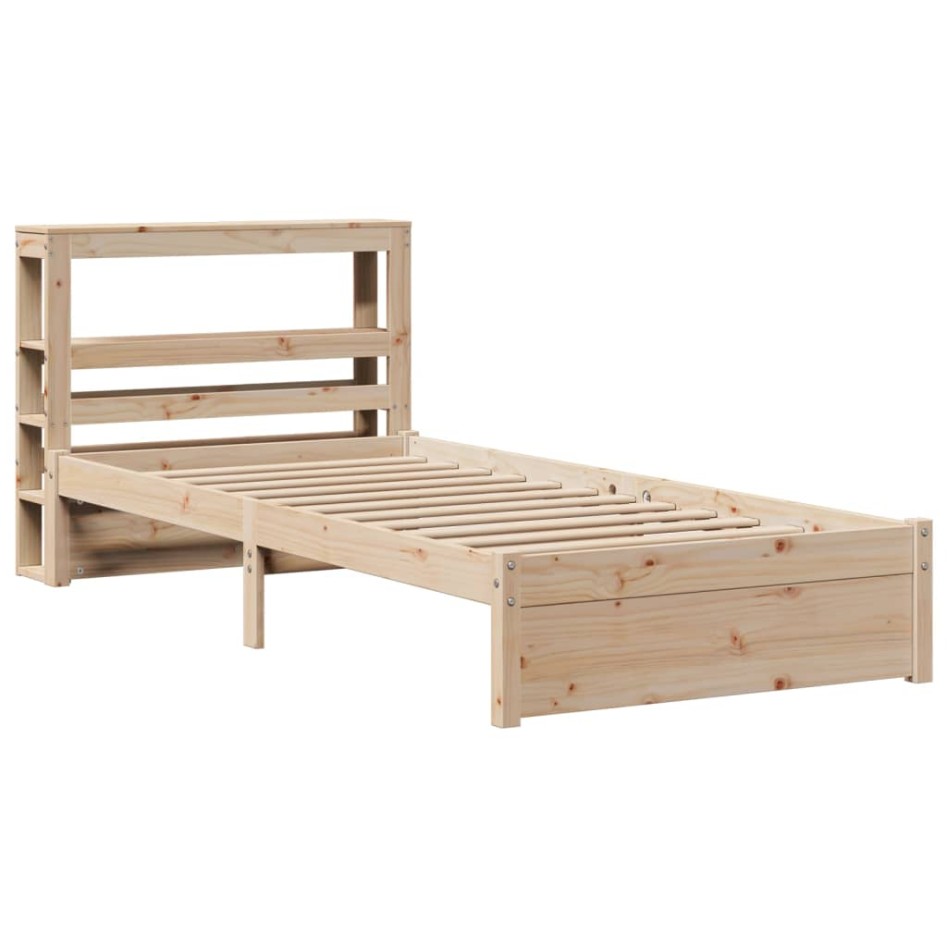 Estructura de cama con cabecero madera maciza pino 90x190